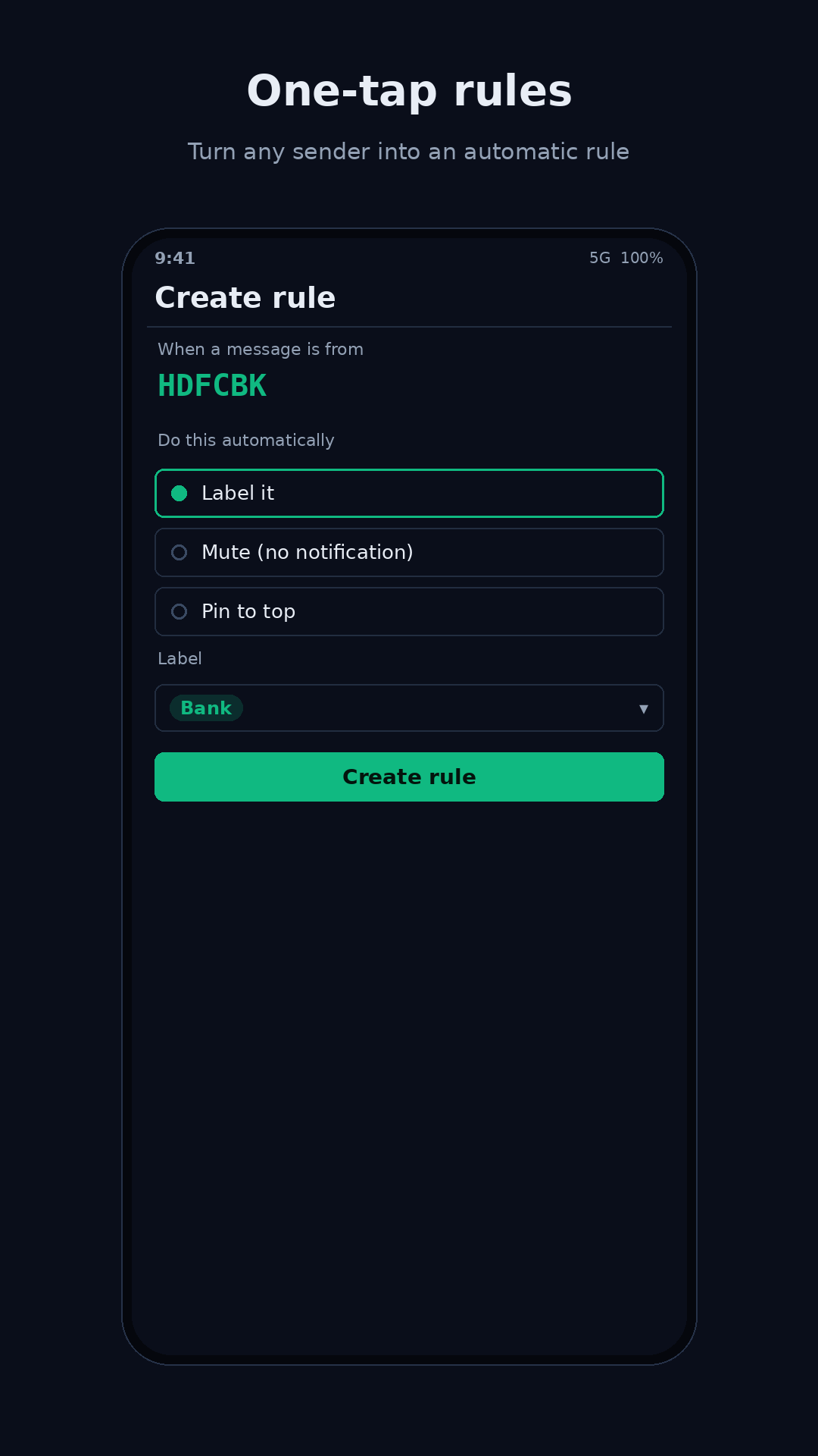 One-tap rules